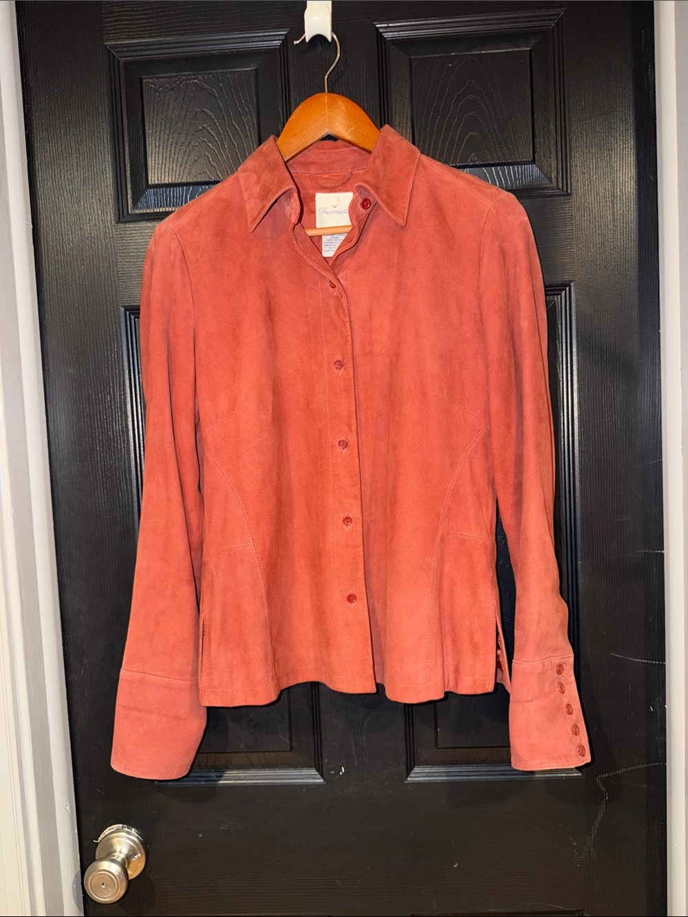 Faconnable Suede Shirt Jacket in Rust Red
